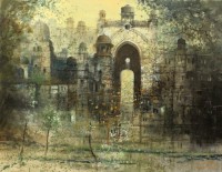 A. Q. Arif, 28 x 22 Inch, Oil on Canvas, Citysscape Painting, AC-AQ-327